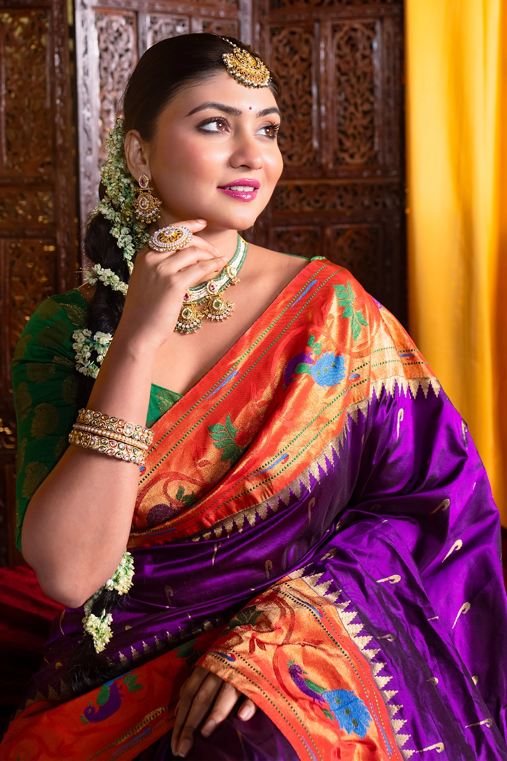 Purple Paithani Silk Saree