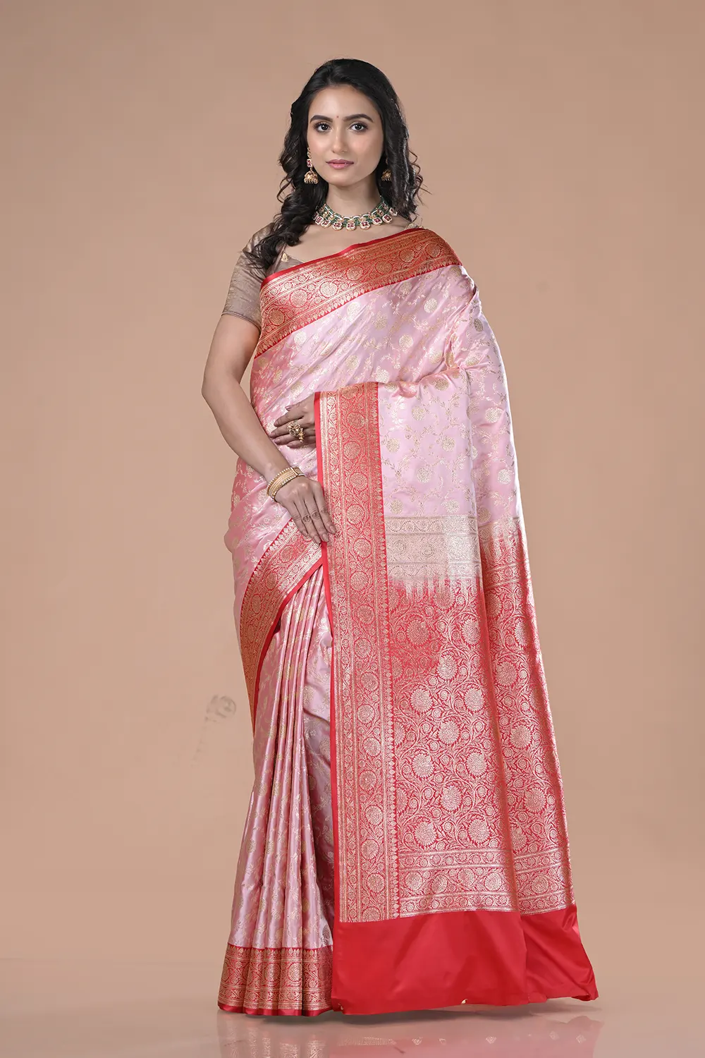 Mauve Pink Banarasi Silk Saree