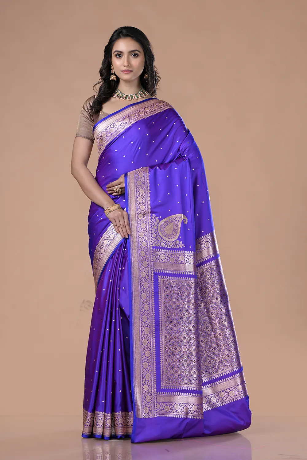 Slate Blue Banarasi Silk Saree