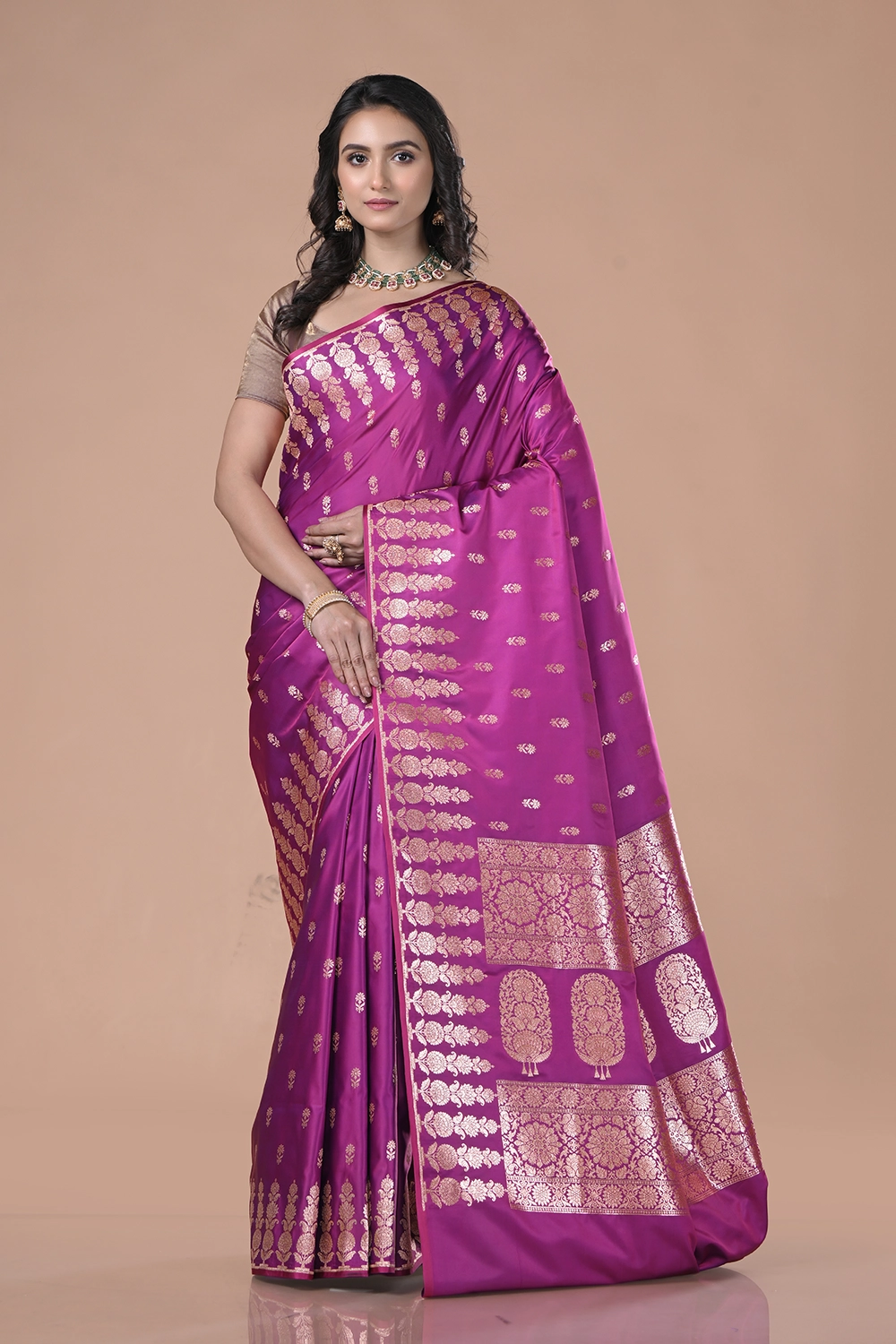 Deep Magenta Mashru Silk Saree