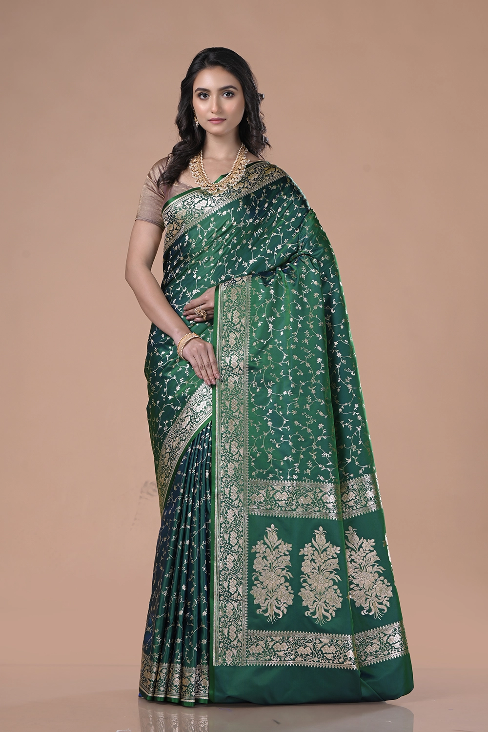 Forest Green Banarasi Silk Saree