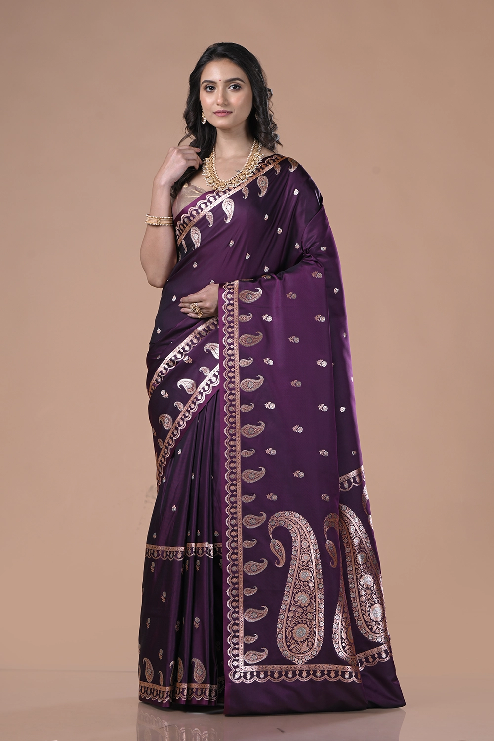 Dark Purple Mashru Silk Saree