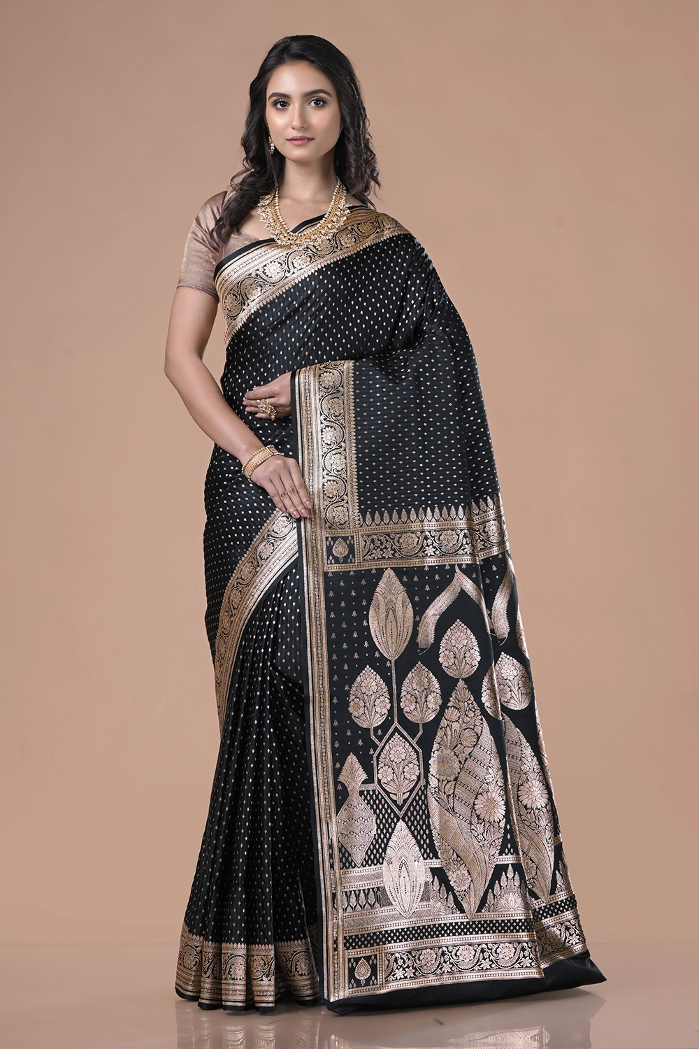 Charcoal Blue Banarasi Silk Saree