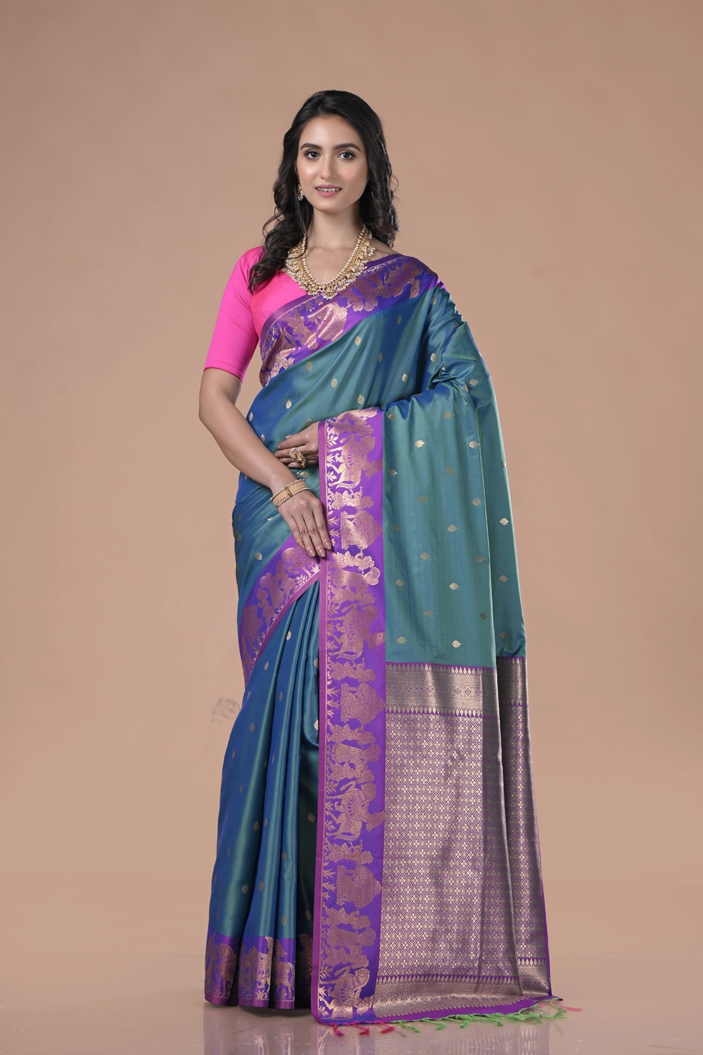 Stormy Blue South Silk Saree