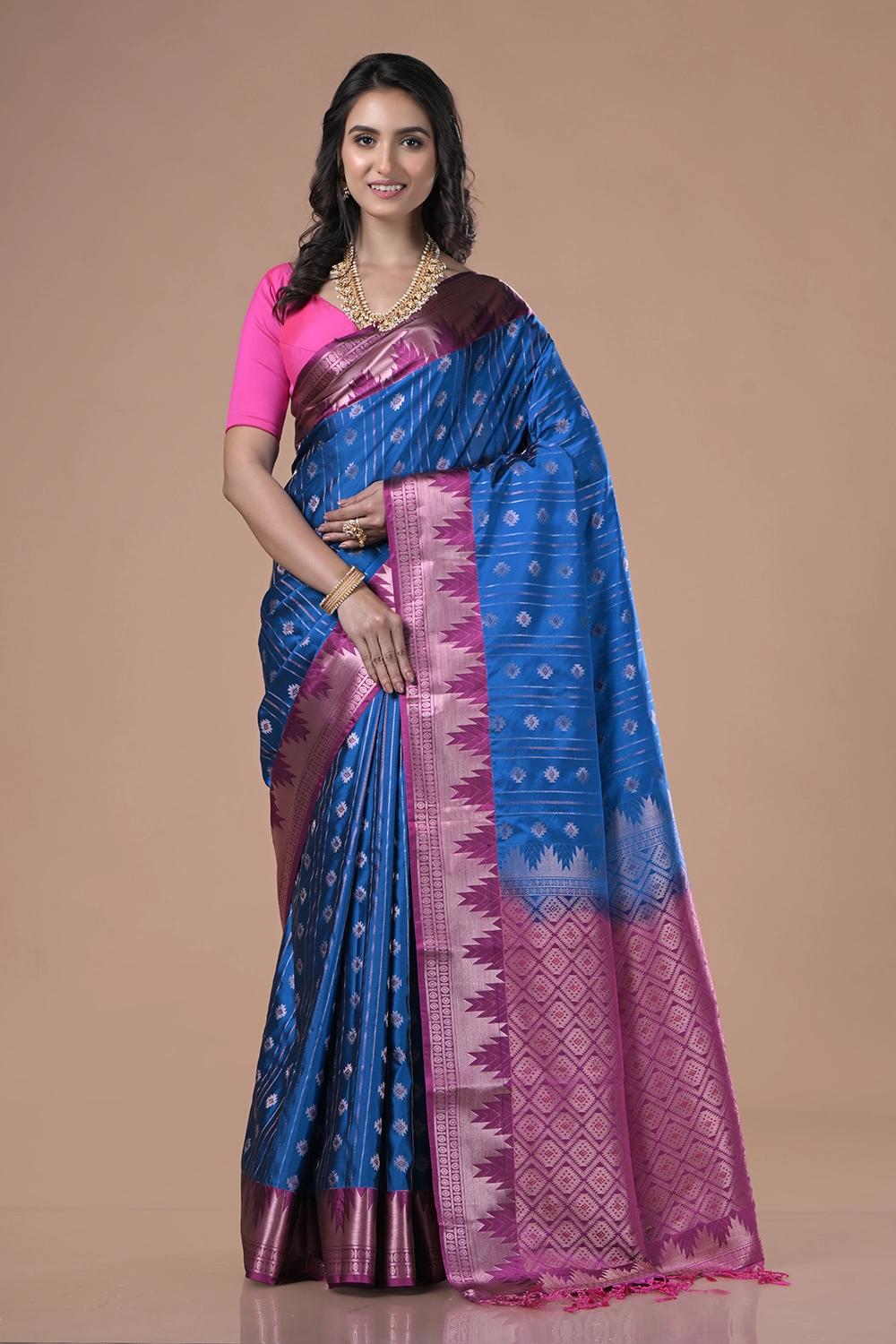 Azure Blue South Silk Saree