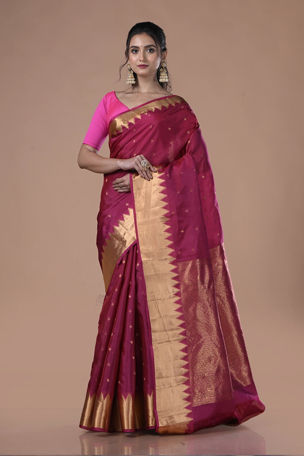 Dark Magenta Kanjeevaram Silk Saree