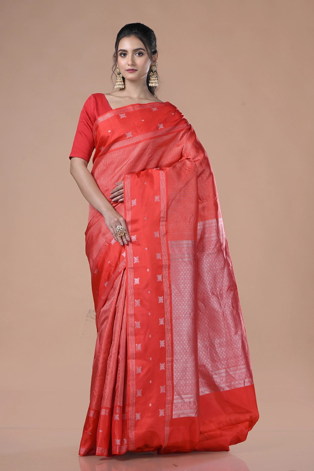 Persian Red Kanjeevaram Silk Saree