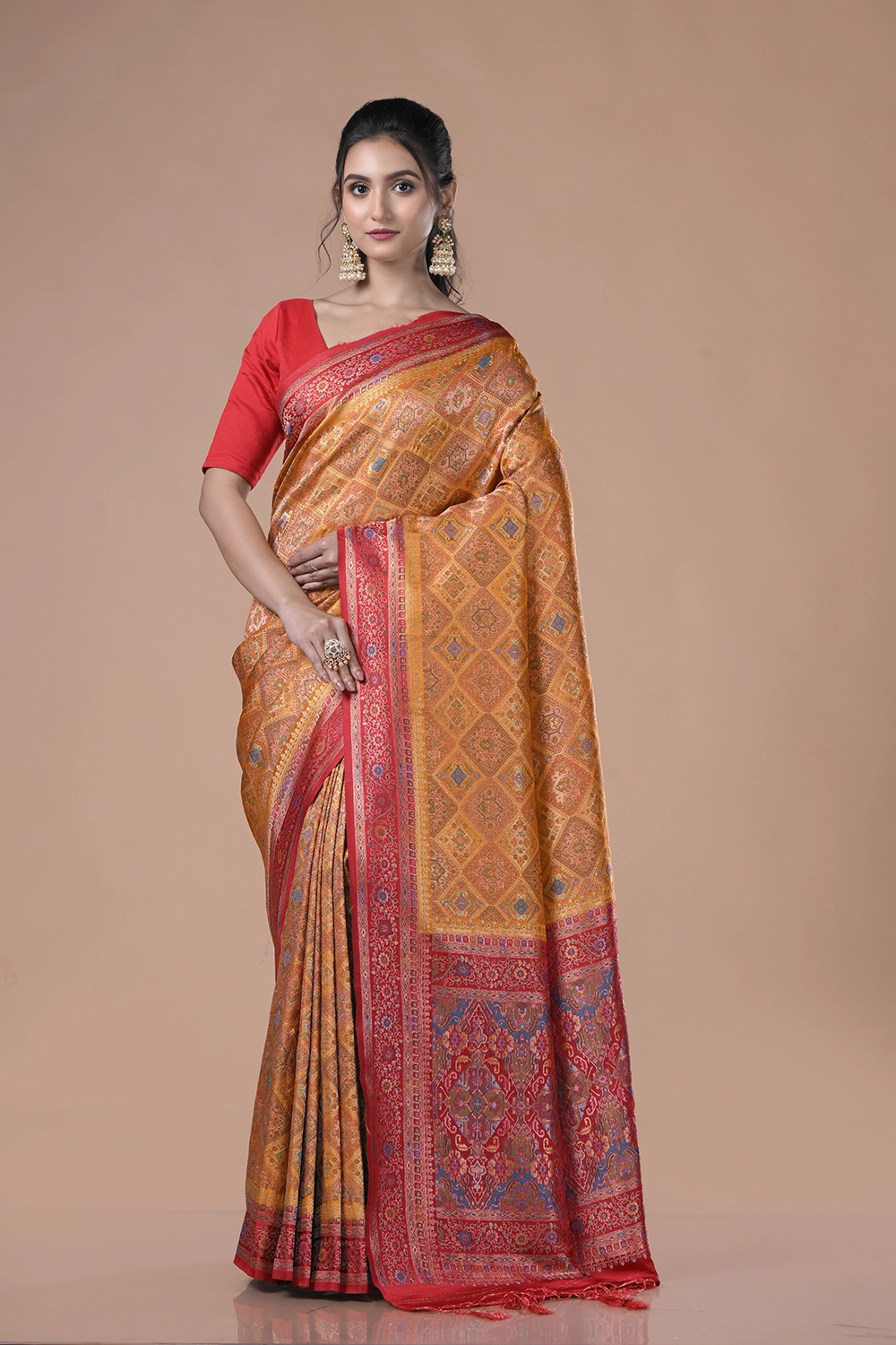 Mustard Yellow Mashru Silk Saree