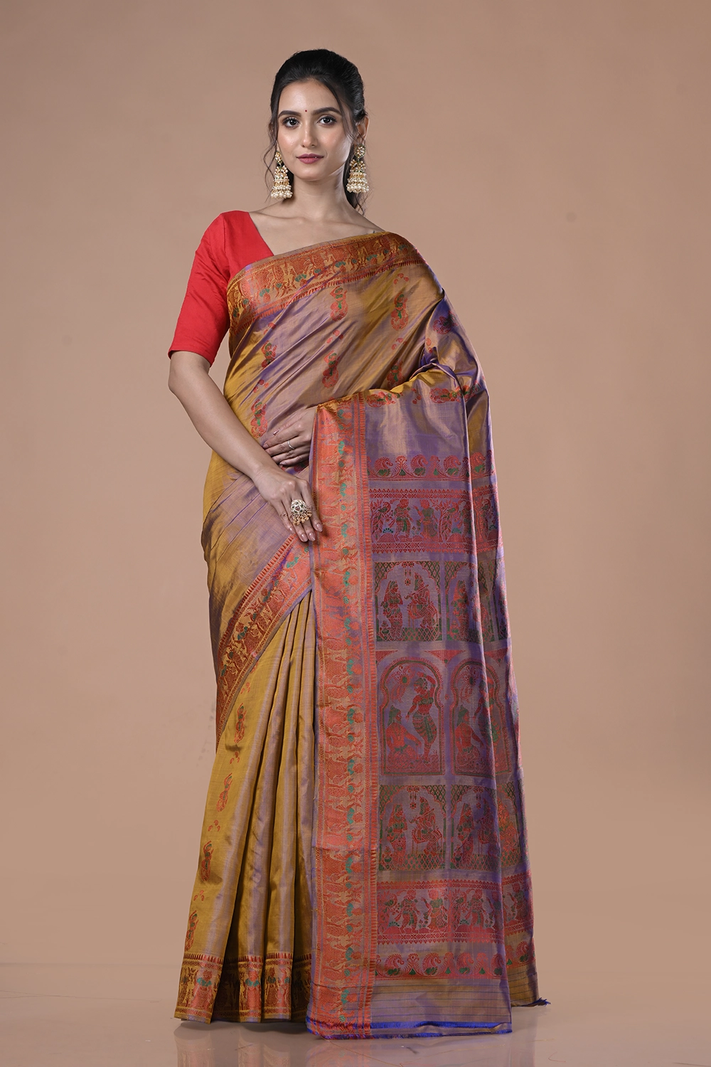 Dual Tone Pure Baluchari Silk Saree