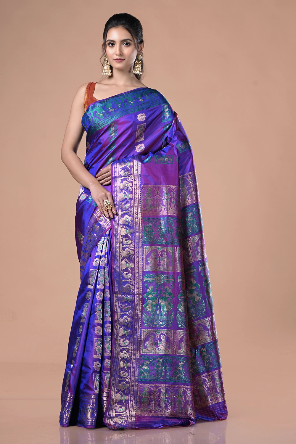 Dual Tone Pure Swarnachuri Silk Saree