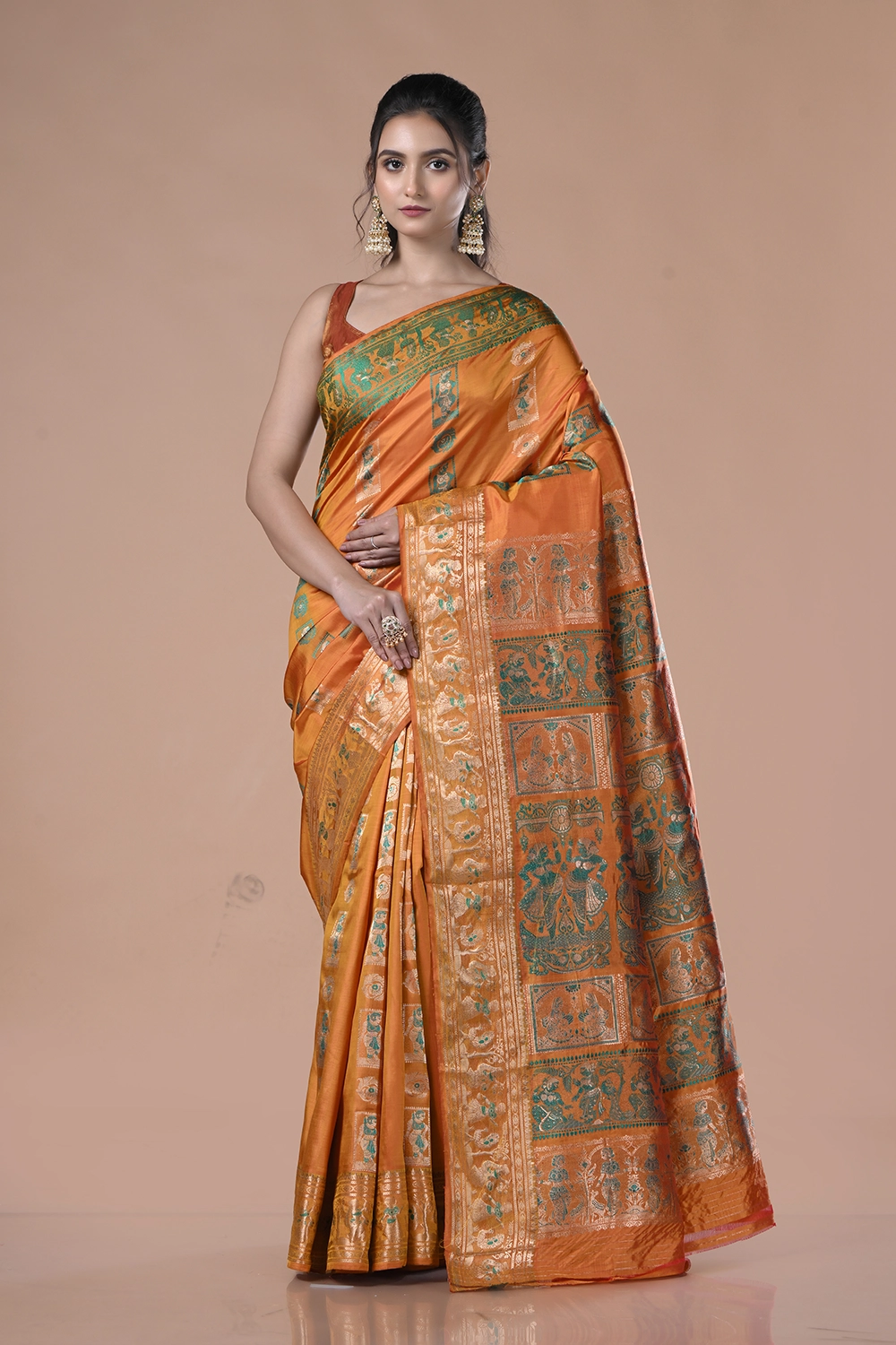 Dual Tone Pure Baluchari Silk Saree