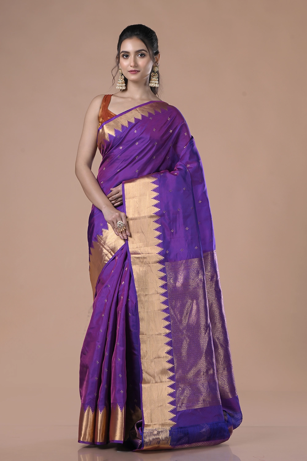 Deep Violet Kanjeevaram Silk Saree