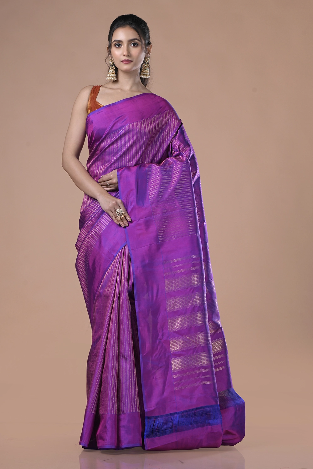 Vivid Purple Kanjeevaram Silk Saree