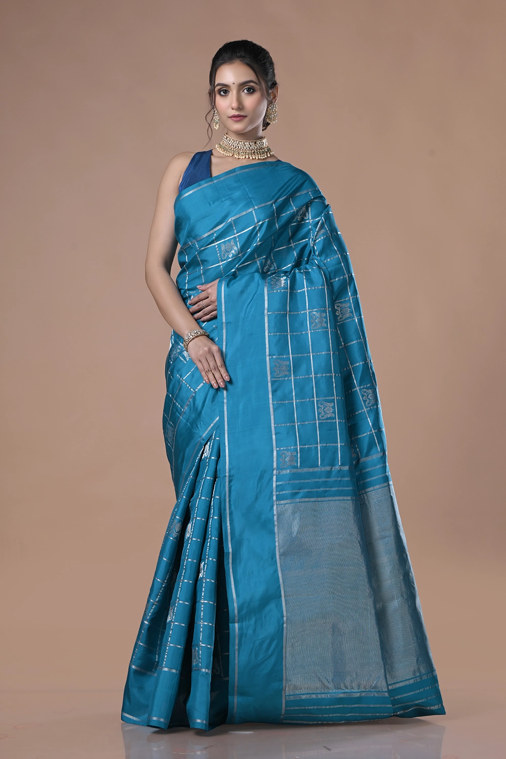 Cerulean Blue Kanjeevaram Silk Saree