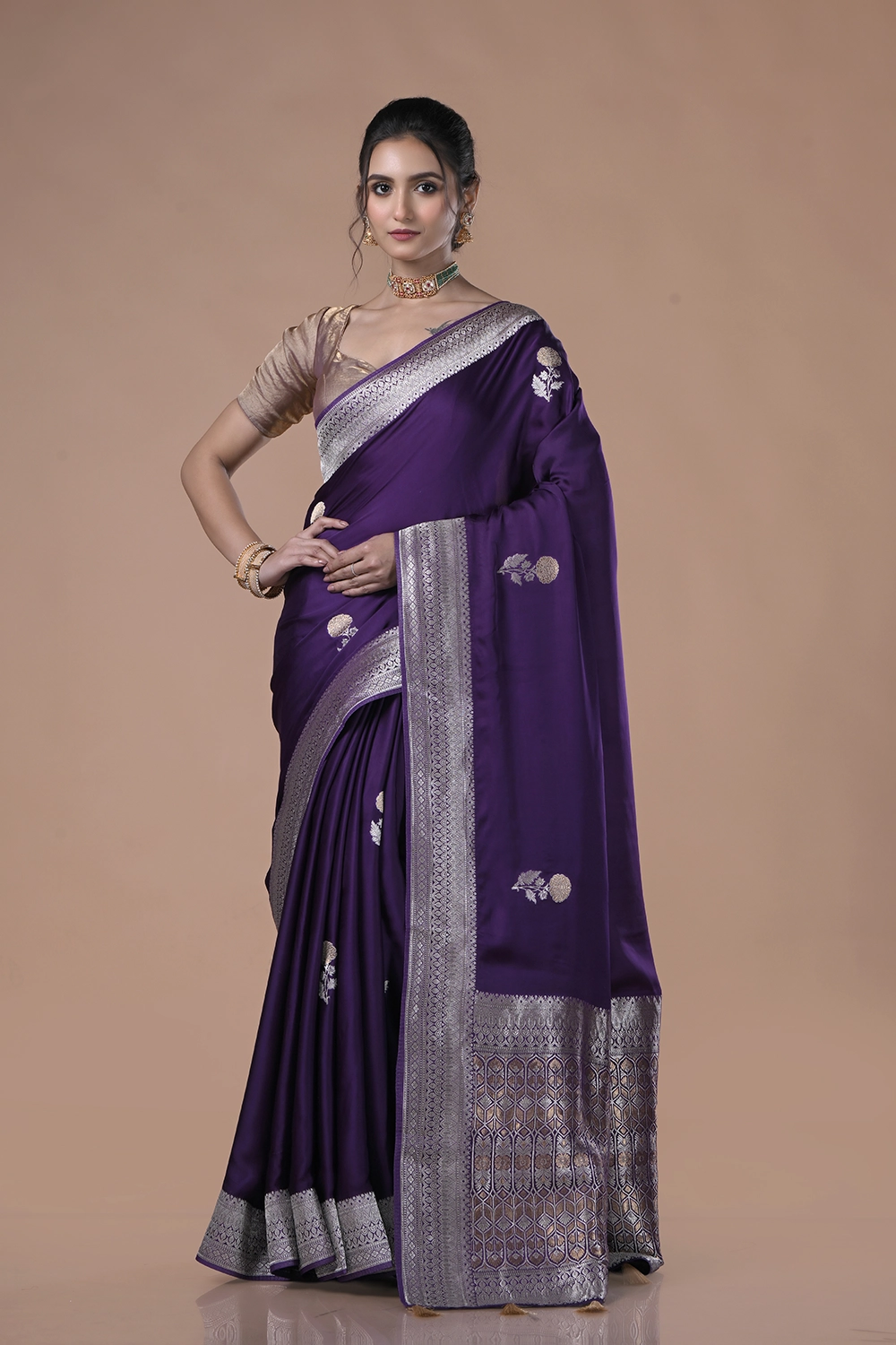 Dark Purple Mashru Silk Saree