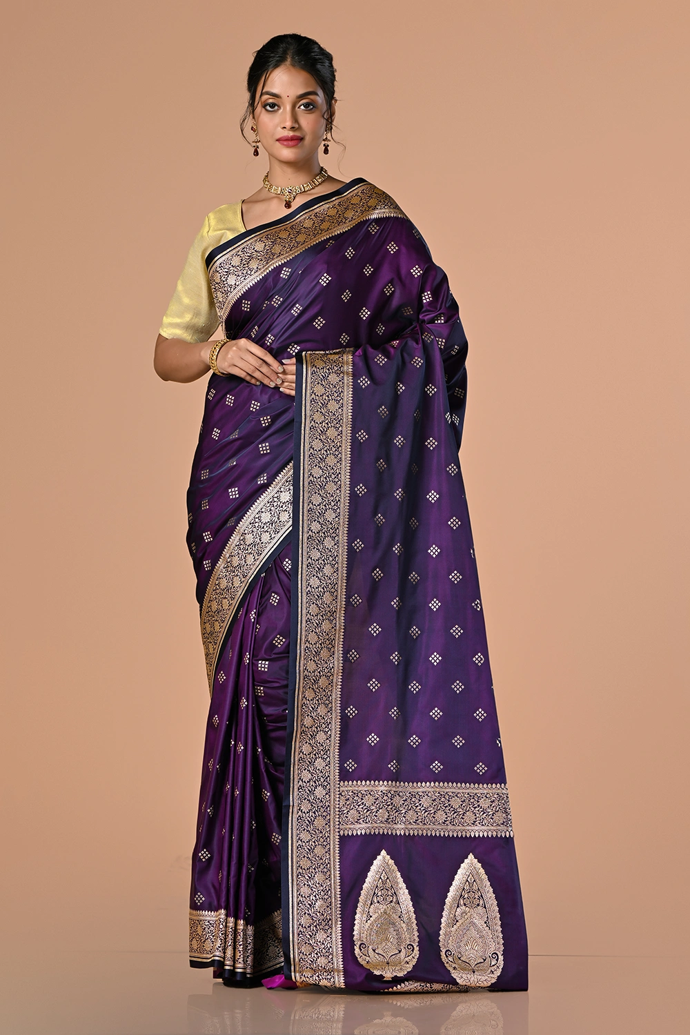 Deep Purple Banarasi Silk Saree