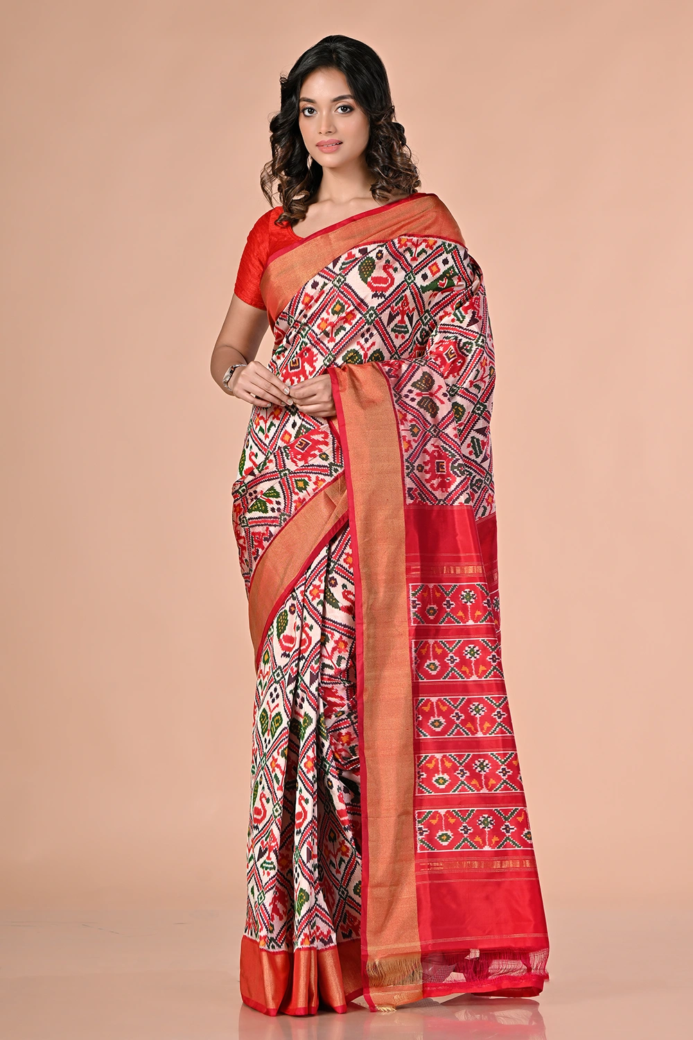 Multicolor Pure Ikkat Silk Saree