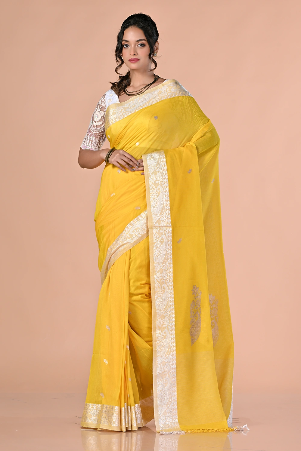 Deep Yellow Cotton Handloom Saree