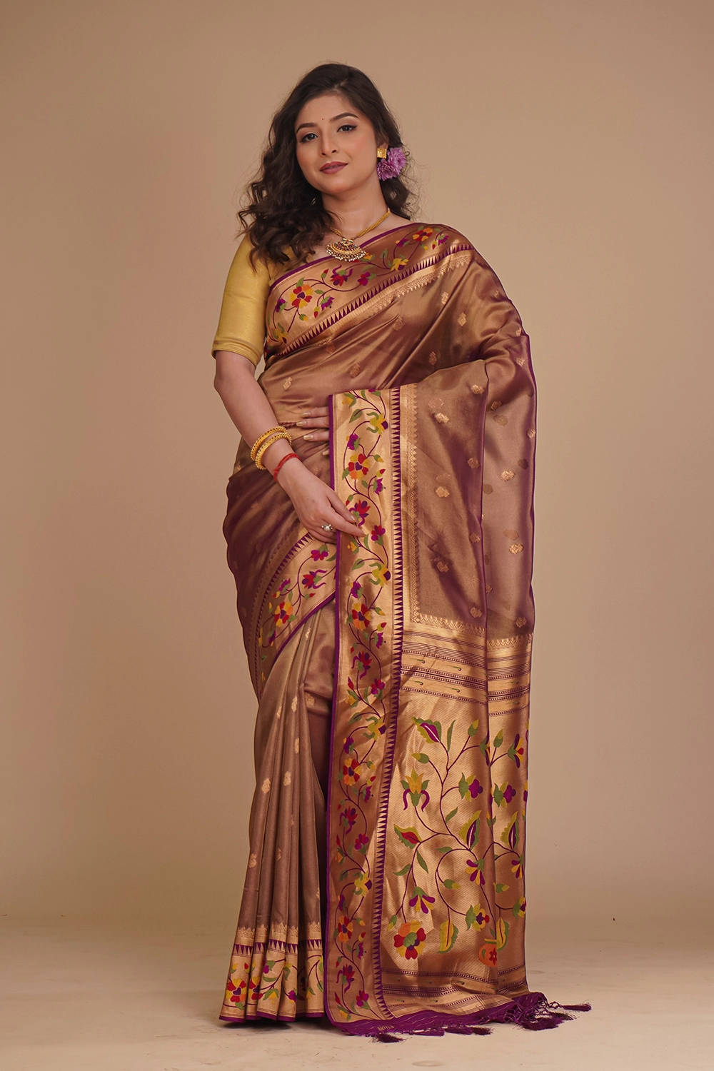 Warm Clay Brown Fancy Saree