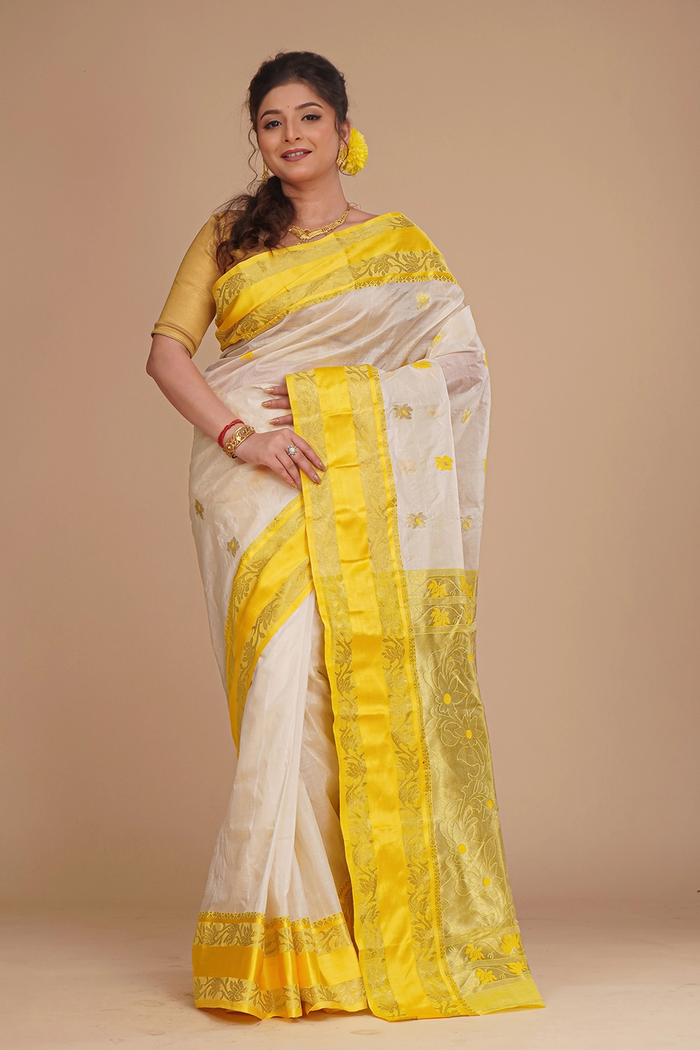 Warm Beige Tant Tussar Saree