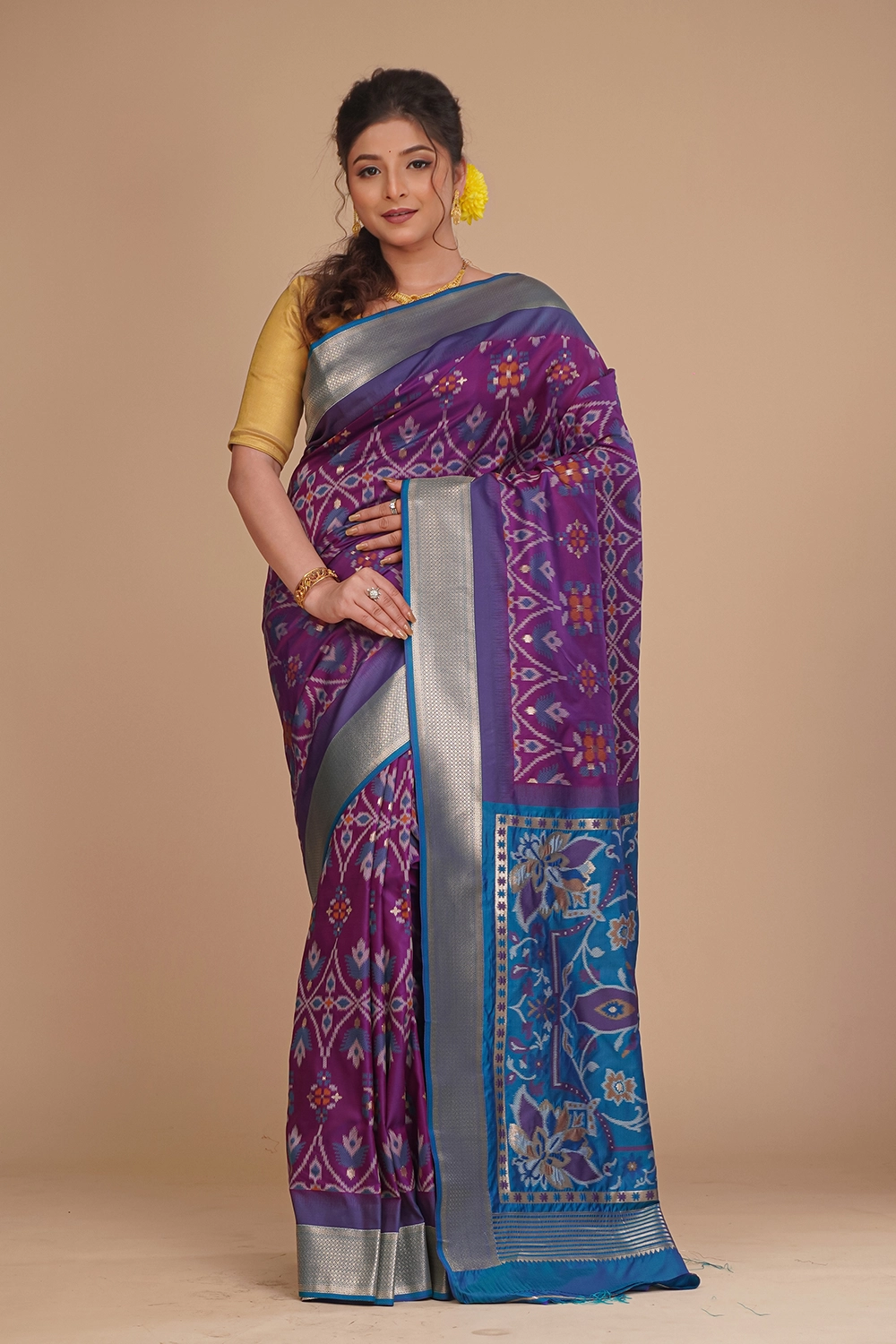 Rich Magenta Katan Pochampally Saree