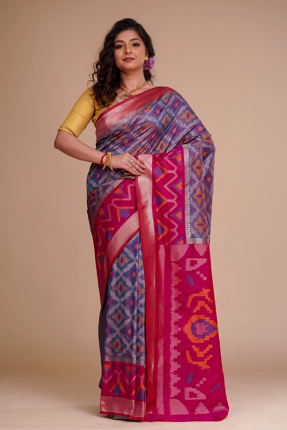Indigo Blue Katan Pochampally Saree