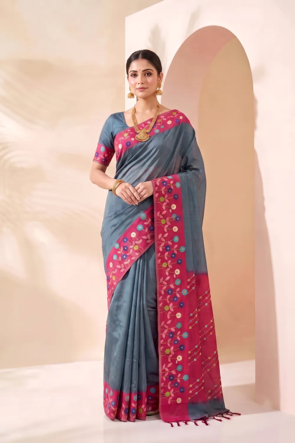 Contrast Cotton Saree