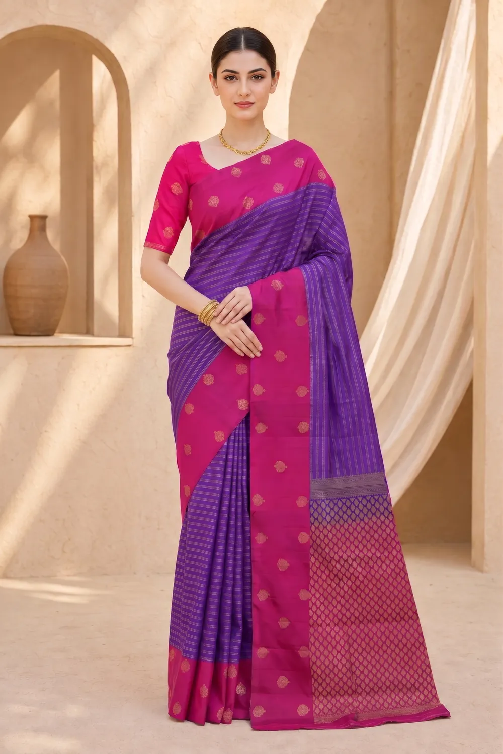 Pure Purple Kanjeevaram Saree