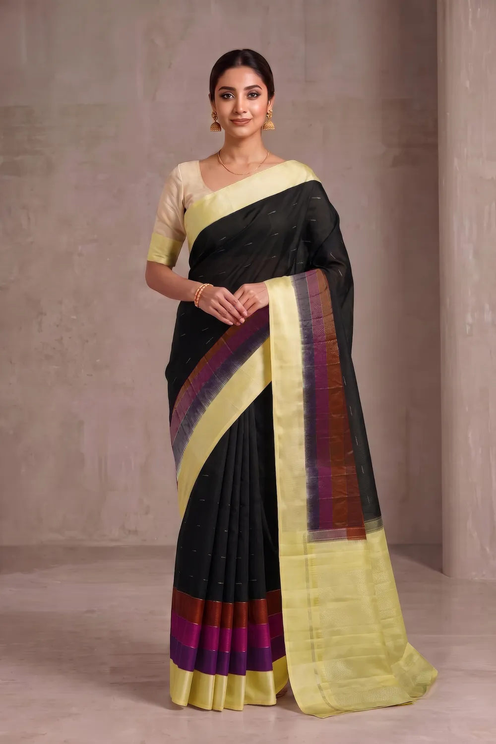 Pure Black Kanjivaram Saree