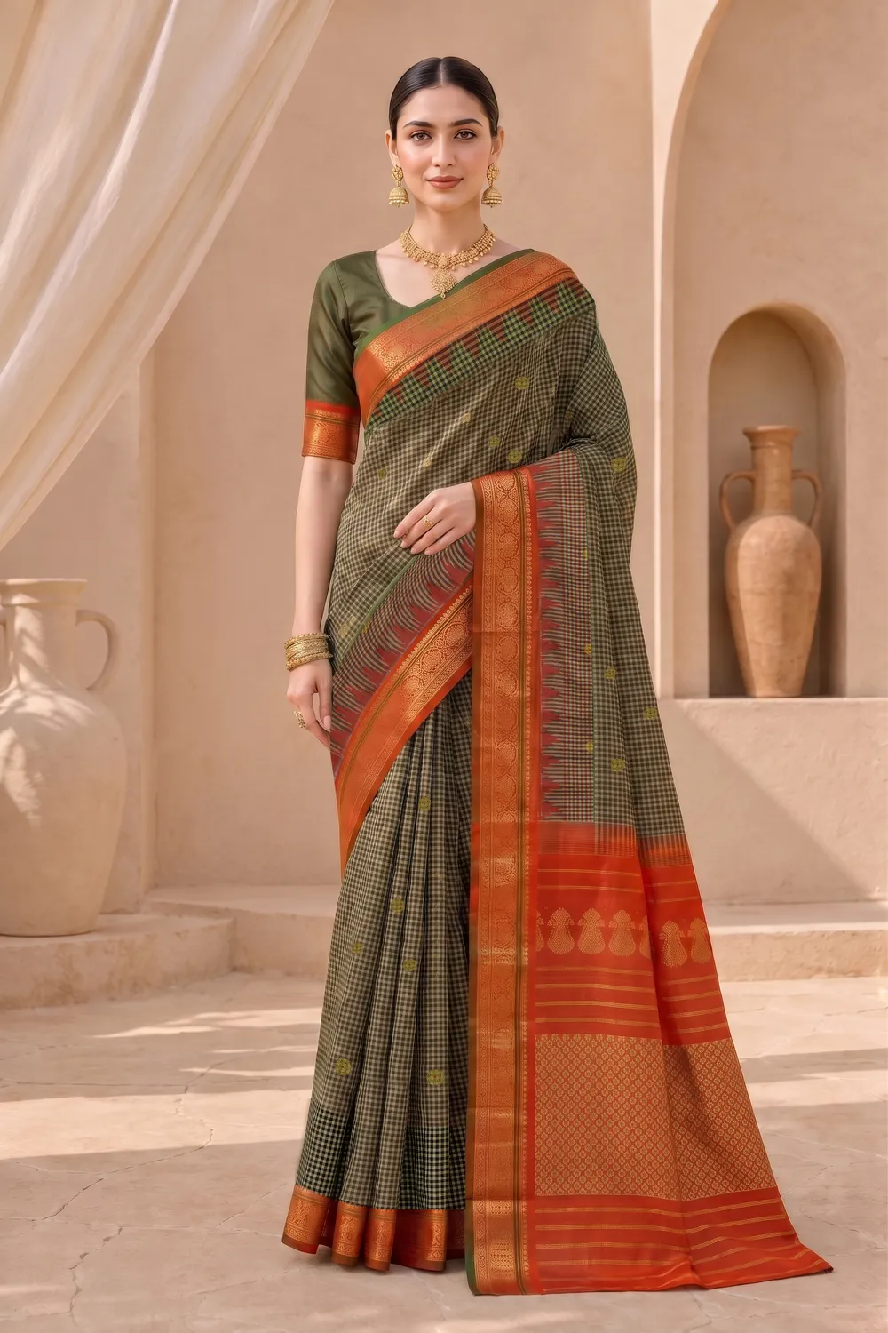 Pure Gadwal Checks Saree