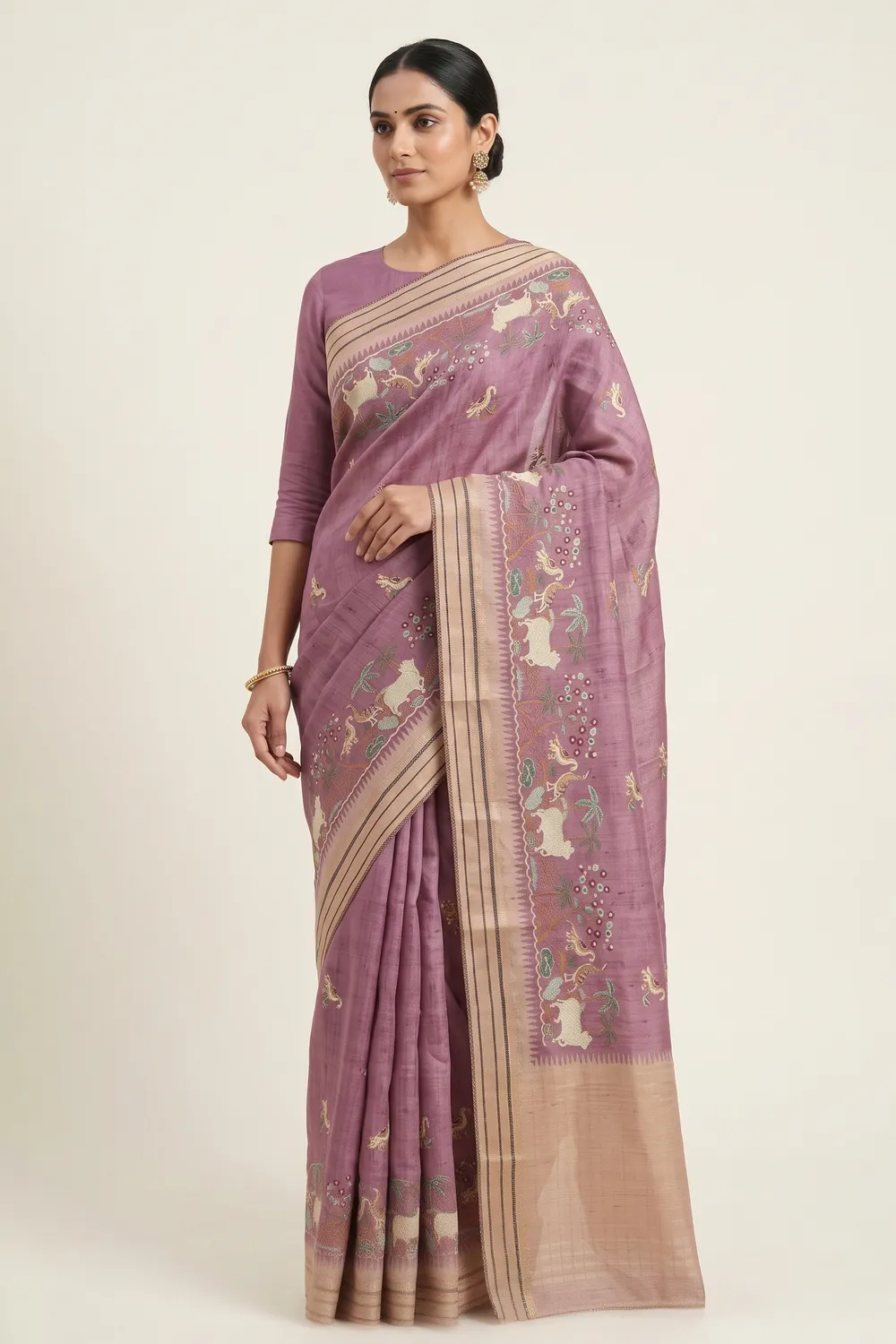 Light Purple Tussar Saree