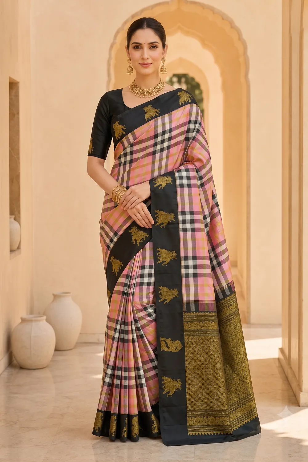 Pure Checks Silk Saree