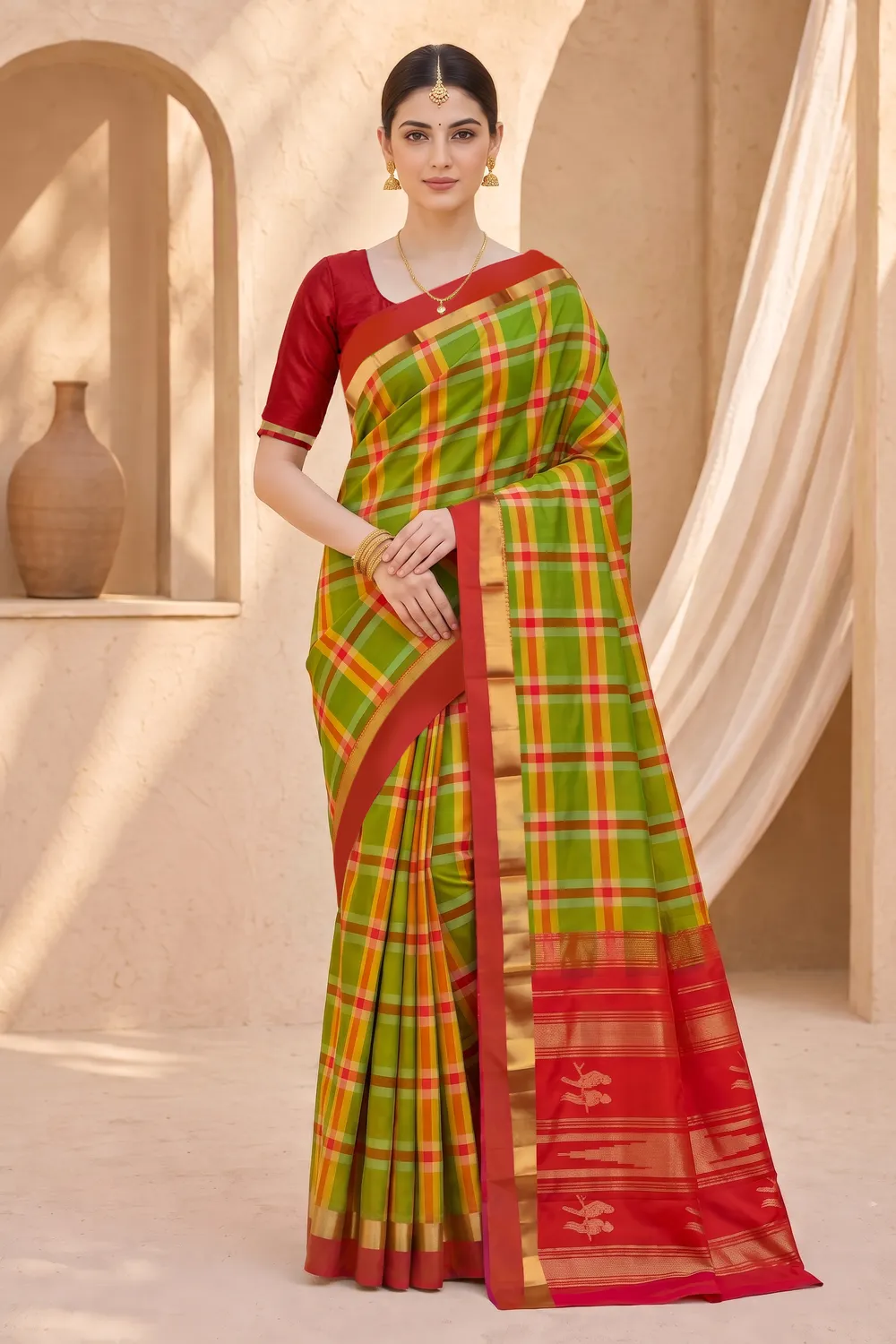 Pure Checks Kanjeevaram Saree