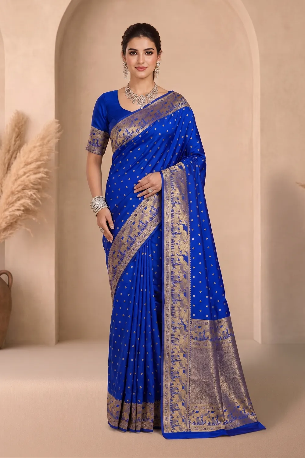 Pure Royal Blue Kanjeevaram Saree