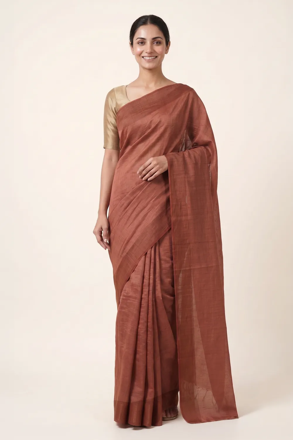 Brown Tussar Saree