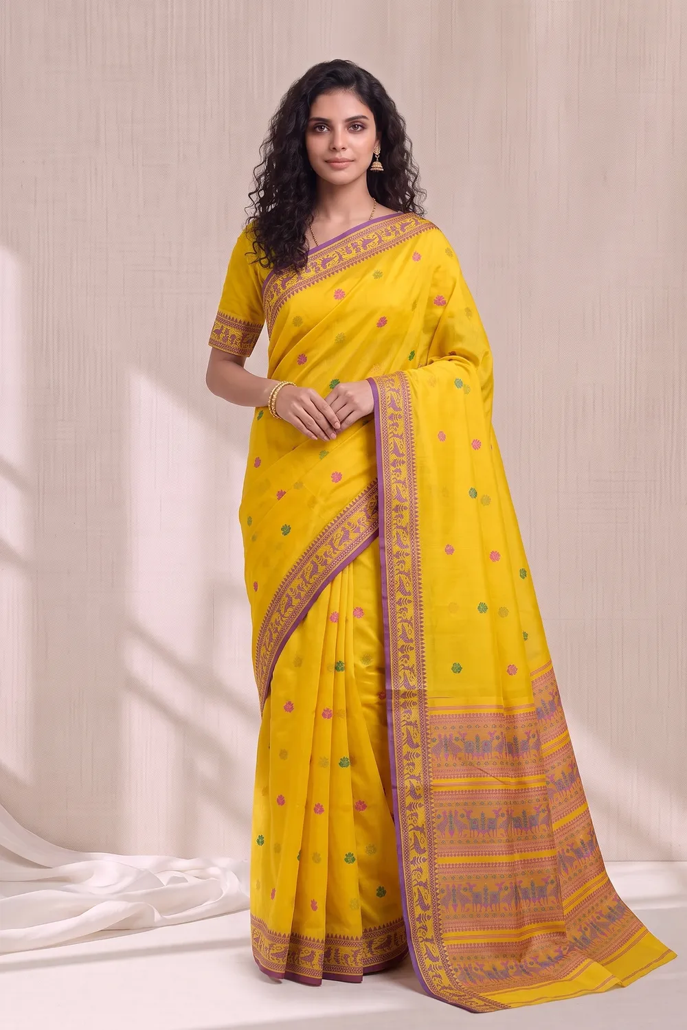 Yellow Cotton Saree