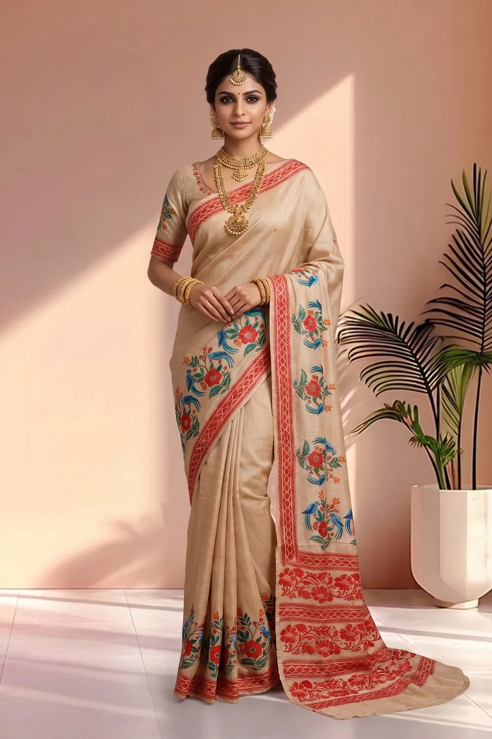 Pure Tussar Kantha Stitch