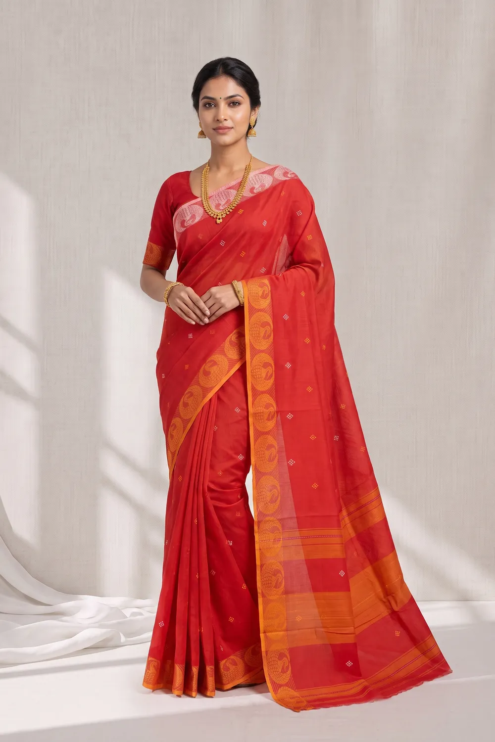 Red Cotton Saree