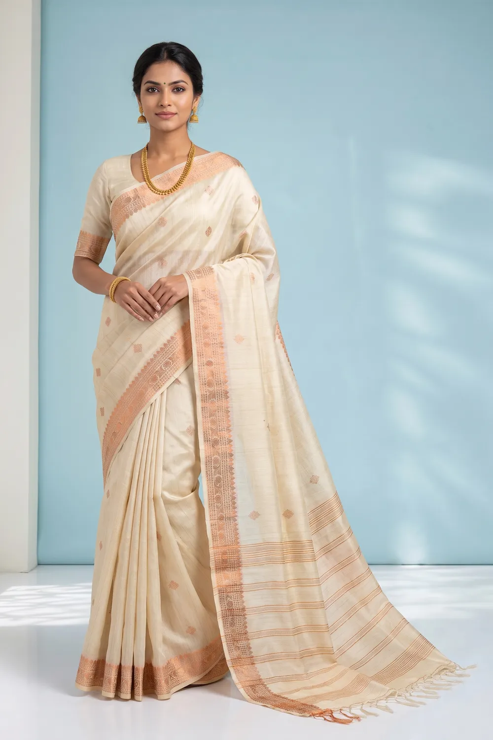 White Matka Saree