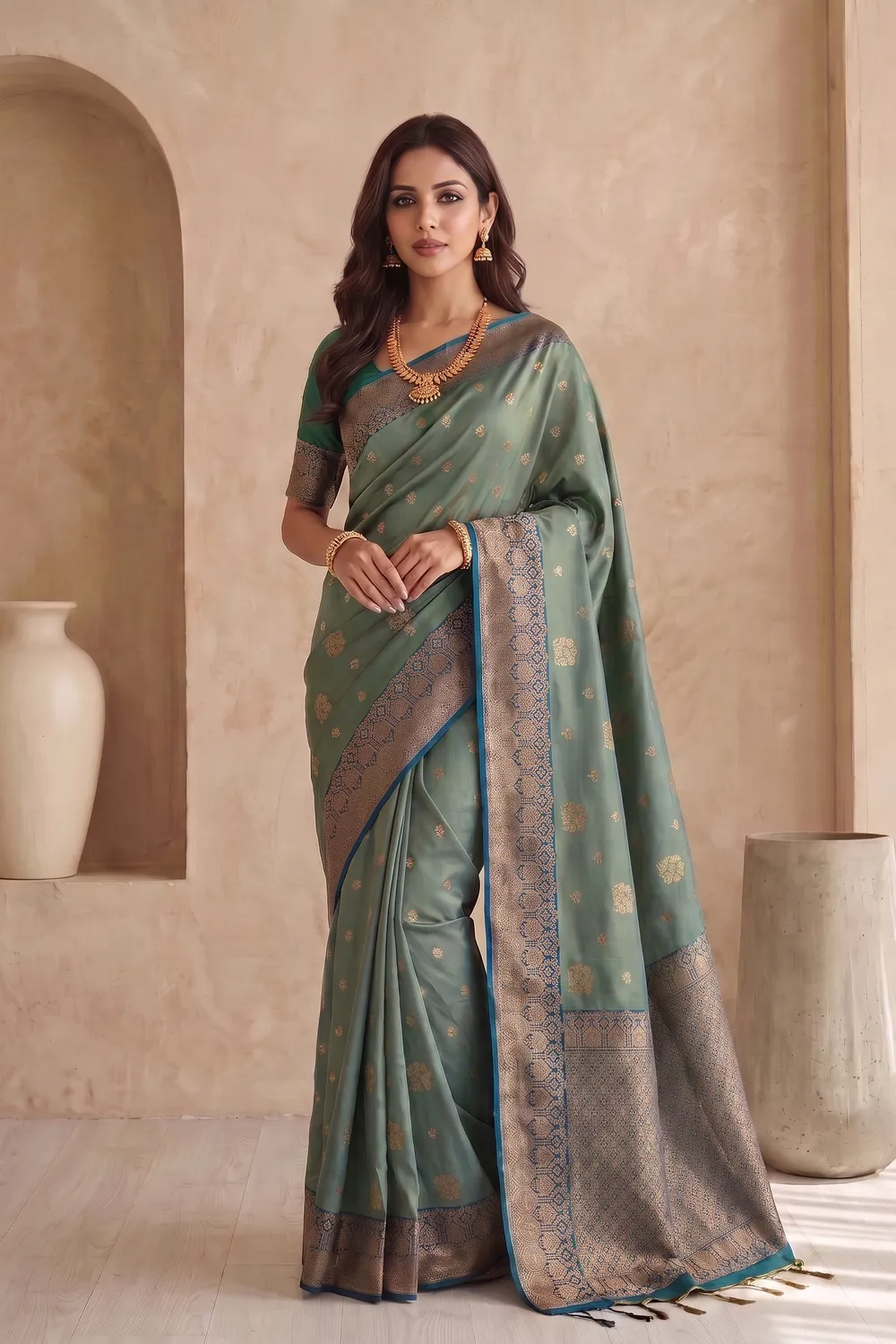 Dual Tone Light Green Saree