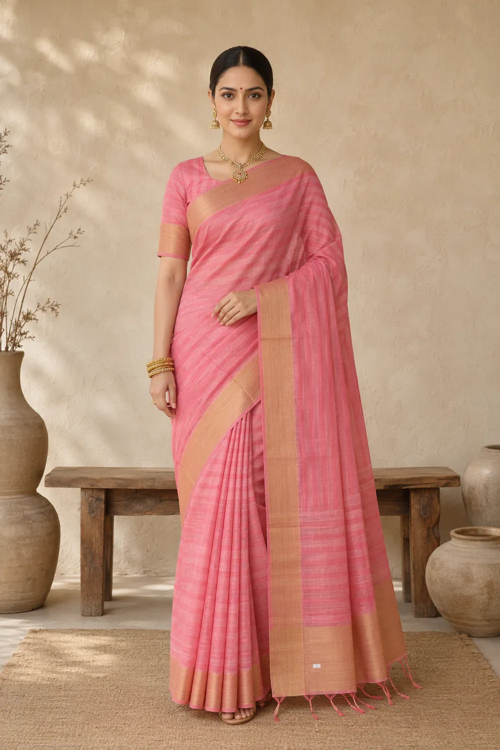 Baby Pink silk saree
