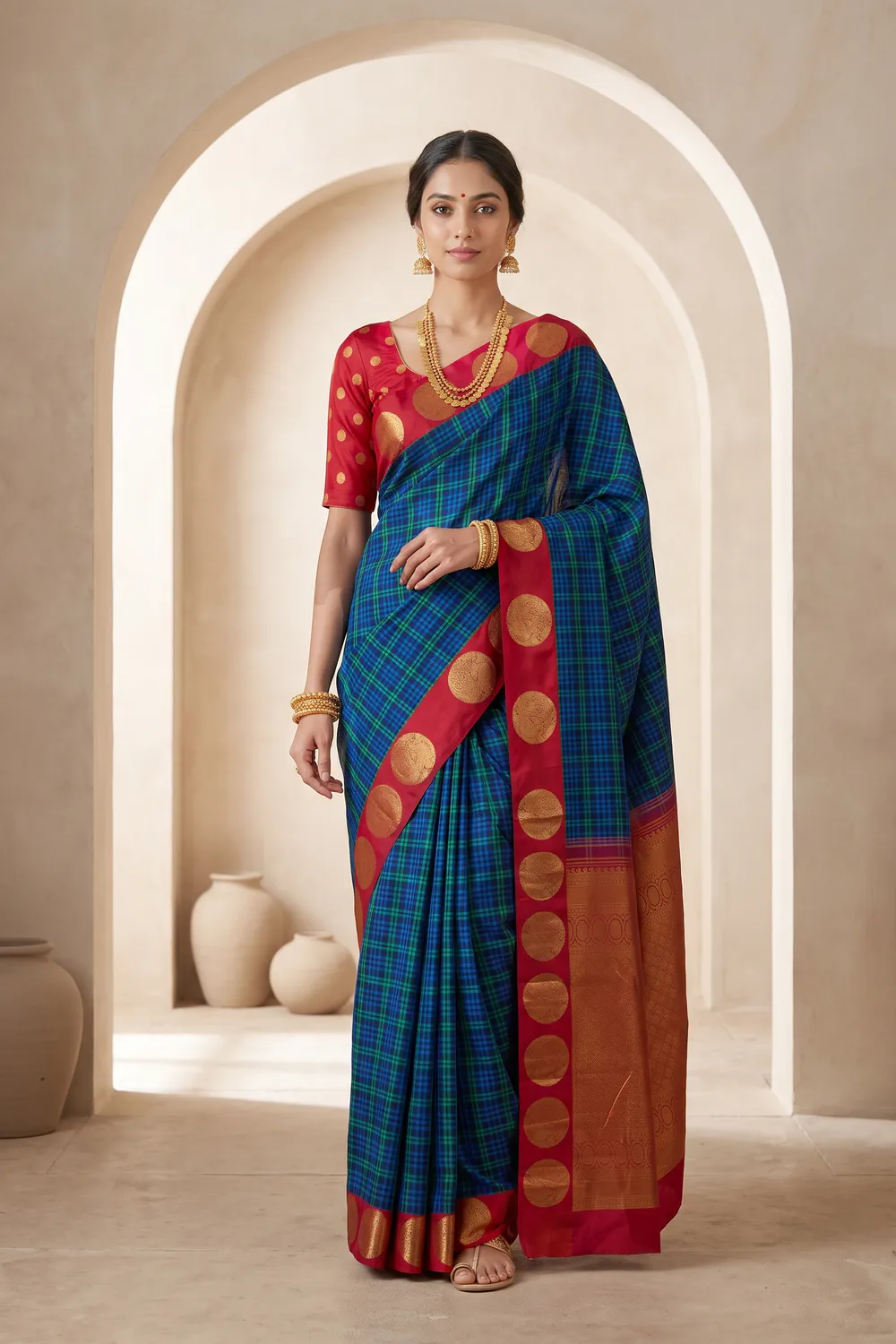 Pure Checks Kanjeevaram Saree
