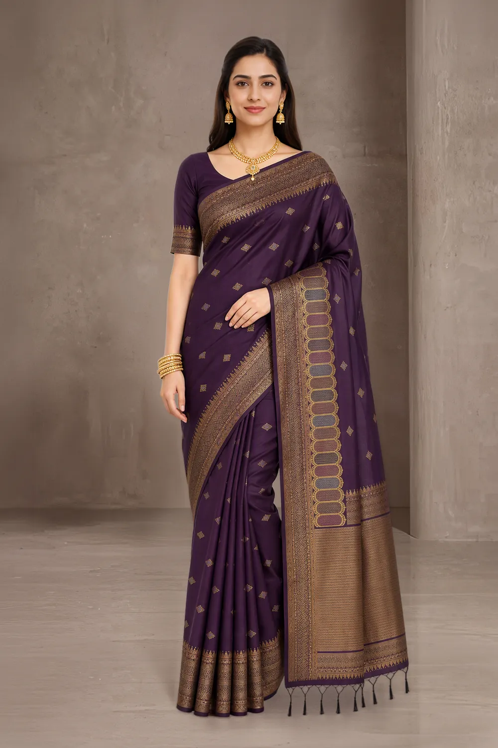Wine Colour Silk Saree
