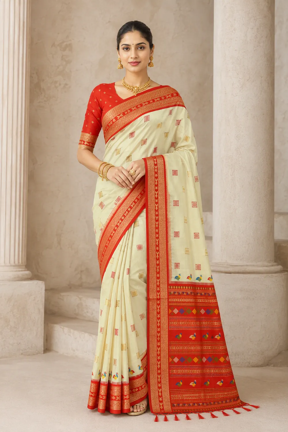 White Silk Saree